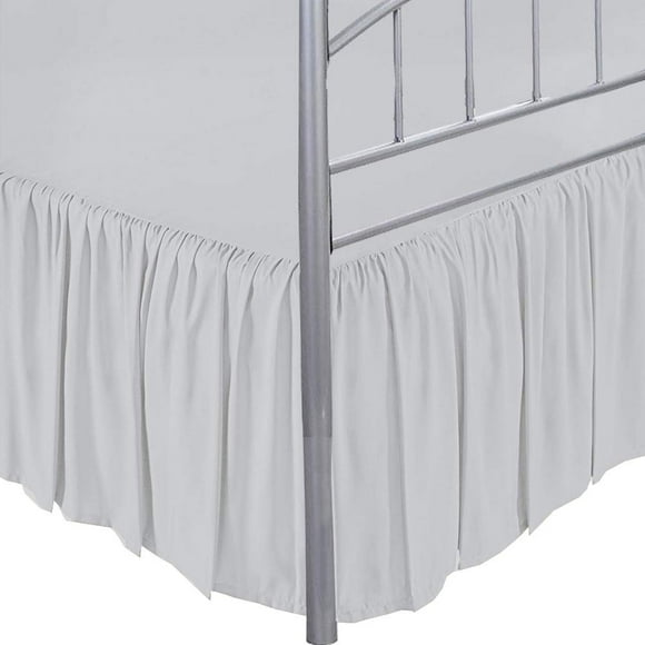 LINEN BEDDING Gris Foncé Uni Très Grand Jupe de Lit à Volants Retombée de 21 Pouces Coins Fendus avec Jupe de Lit Plateforme Ajustement Facile Style Froncé, Jupe de Lit à Volants 3 Côtés Format Très Grand Gris Foncé