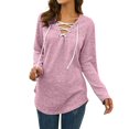 thumbnail image 1 of AMERTEER Haut Imprimé à Manches Longues Couleur Unie pour Femmes Rose m, 1 of 4