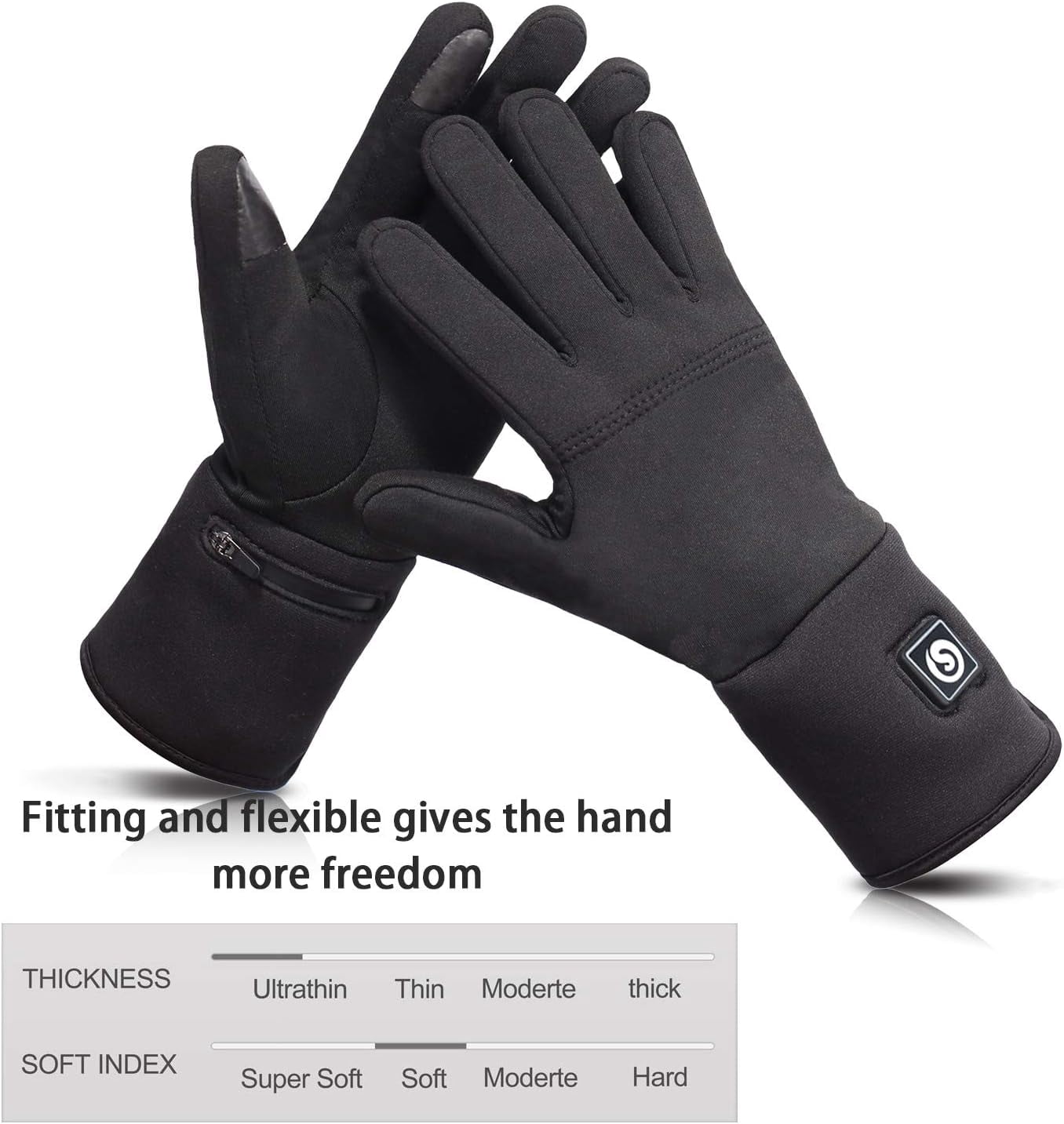 Sun Will Heated Glove Liners for Men Women,Rechargeable Electric Battery Heating Riding Ski Snowboarding Hiking Cycling Hunting Thin Gloves Hand Warmer
