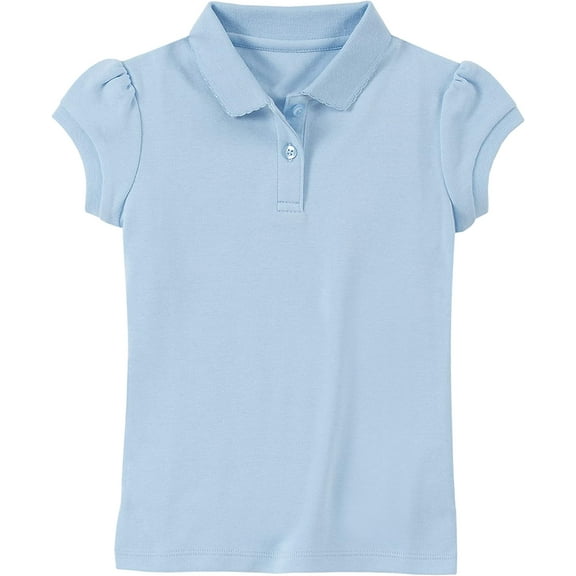 IZOD LIGHT BLUE Girls' School Uniform Short Sleeve Interlock Polo, US 16-18 Plus
