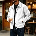 thumbnail image 4 of Havenx Mens Corduroy Jacket Long Sleeve Button Down Shirts with Pockets Lapel Collar Solid Color Coat Casual Western Loose Fit Fall Winter Clothing,White M, 4 of 4