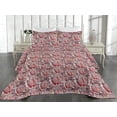 thumbnail image 2 of Ambesonne Peony Quilted Bedspread Set 3 Pcs, Exotics Flowers Boho Print, King, Dried Rose and Dark Coral, 2 of 4