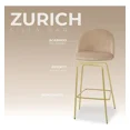 thumbnail image 4 of Silla Alta Terciopelo Beige con Patas Doradas - Banco para Barra Moderno y Elegante Silla Alta para Cocina, Bar y Comedor, 4 of 8