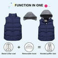 thumbnail image 3 of Chrisuno Big Girl's Hood Winter Vest Warm Puffer Gilet Soft Lined Sleeveless Jacket Waistcoat With Pocket Navy 6-7, 3 of 5