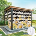 thumbnail image 4 of 2 Panels Outdoor Curtains for Patio Waterproof 54"x84" Spring Bees Daisy Weatherproof Privacy Outsides Curtains, Rustic Tulips Dots Black Striped Burlap Grommet Thermal Drapes for Cabana Porch, 4 of 8