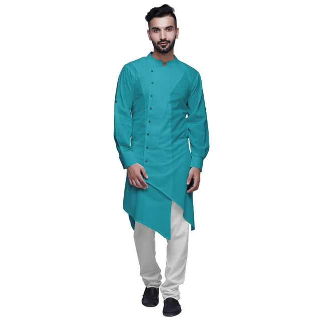 Atasi Kurta Boutonné en Coton Flex pour Hommes, Tenue Estivale Décontractée, Kurtas - Petit