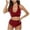 Burgundy, variant on 2 Piece Swimsuit for Women High Waist Scoop Neck Halter Solid Color Modest Bikini Set Beach Pool Swimwear Black