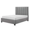 thumbnail image 3 of Neon Queen Platform Bed- Faux Leather Upholstered Headboard- Gray Wood, 3 of 6