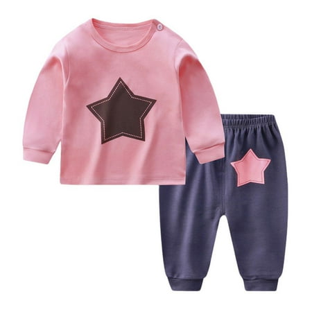 

Baby Boys Girls Sweatsuit Pajamas Set Long Sleeve Pullover Sweatshirt+Pants Sleepwear Cartoon Dinosaur PJ Loungewear 0-5T