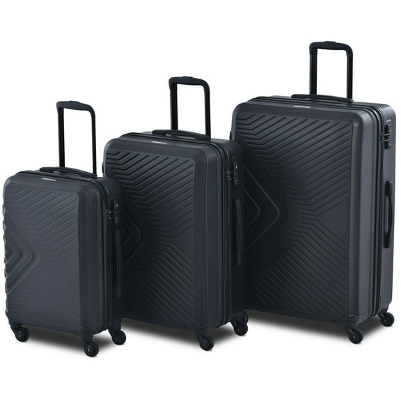 3 Piece Black Luggage Travel Set, 20" 24" 28" Carry on Luggage with Spinner Wheels, Lightweight Hard Case Luggage Travel Suitcase Christmas Gifts for Business Trip Holiday Travel Cruise