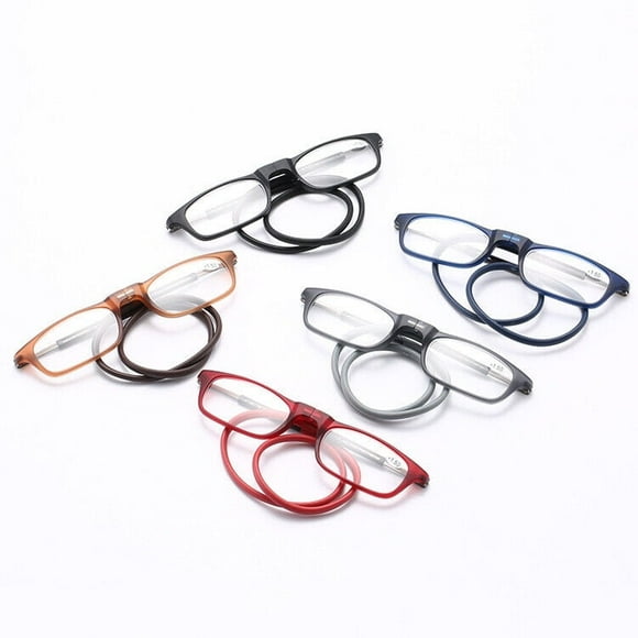 LNGOOR NEW Magnetic Click Connect Reading Glasses Reader Folding Neck Hang Soft Rope
