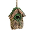 thumbnail image 1 of Wmhnj Adorno de casita nido de madera con musgo, corteza, flores y paja para decorar el rbol de Navidad. Elementos naturales. Decoracin navideña duradera., 1 of 7