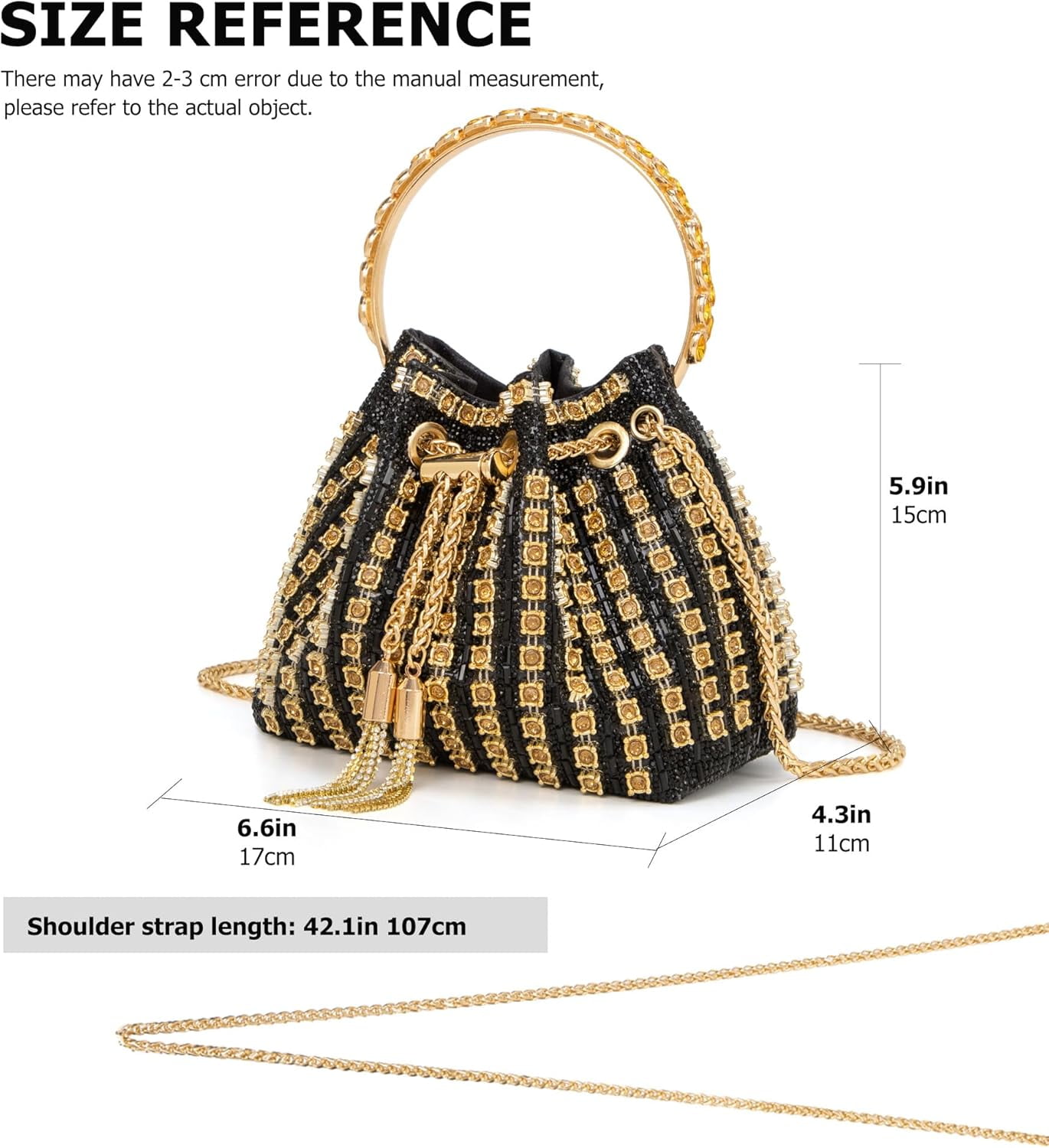 Kwuty Sparkly Diamond Evening Bag Clutch Purses for Women Rhinestone Purse Glitter Handbag for Party Prom Cocktail Wedding（Black）