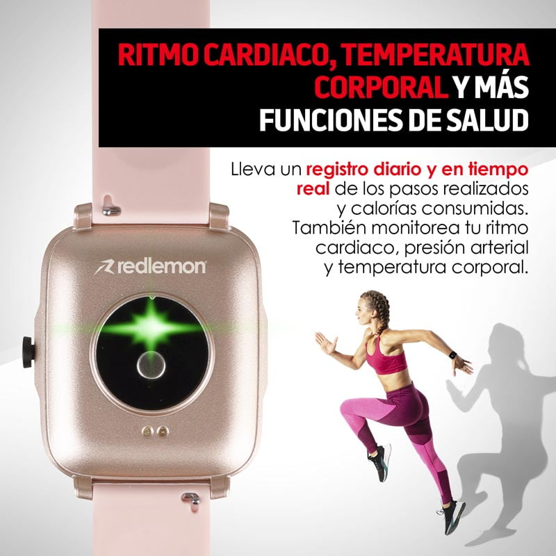 Smartwatch Redlemon Reloj Inteligente Funciones de Salud Mod. W95 Rose gold Walmart en linea