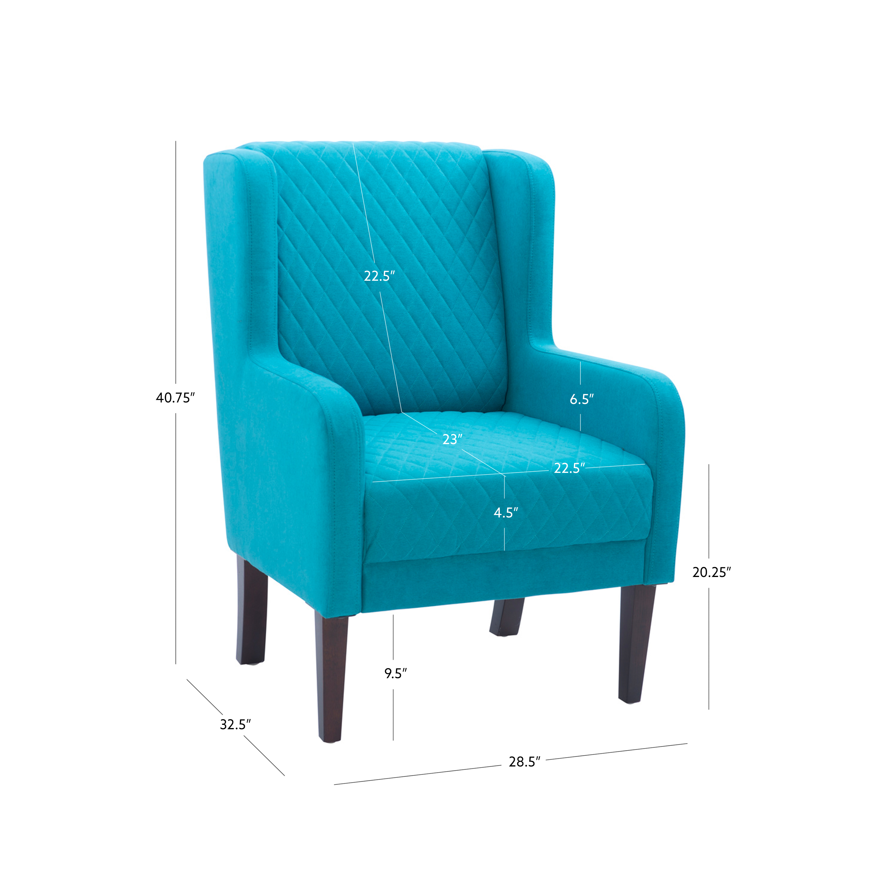 Powell Laude Quilted Velvet Wingback Accent Chair, Teal