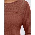 thumbnail image 4 of Women'S Lace Long Sleeve Shirt Fall Top Fashion Dreesy Casual Tunic Sweaters Mesh Clothes Caramel Color M, 4 of 8