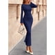 thumbnail image 2 of Vestido PRETTYGARDEN 2025 Maxi con Mangas Largas y Fruncido Azul Marino Talla L, 2 of 8