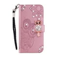 thumbnail image 2 of Feishell Samsung S21 Case Owl Pattern Glitter Sparkly Gems Shockproof PU Leather Wallet Cover Flip Stand Card Slots Magnetic Diamond Bling Folio Case for Samsung Galaxy S21, Pink, 2 of 7