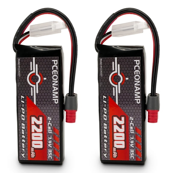 PCEONAMP 7.4V Lipo Battery 2S 2200mAh Battery with T Plug RC battery 35C(Burst 70C) High Discharge Rate Fit for RC Car Truggy Airplane FPV Drone UAV Quadcopter Helicopter Racing Model