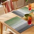 thumbnail image 4 of Sage Green Placemats Set&nbsp;of&nbsp;6 Grey Gradient Wood Grain Farmhouse Retro Striped Heat Insulation Washable Place Mats, Non-Slip Table Mats for Dining Table Party Kitchen Decor,13x19 Inch, 4 of 9