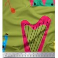 thumbnail image 1 of Soimoi Green polyester Crepe Fabric Guitar & Xylophone Musical Instrument Printed Fabric 1 Yard 42 Inch Wide, 1 of 3