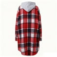 thumbnail image 4 of Womens Long Flannel Jackets, Plaid Shirts for Women Winter Travel Long Sleeve Button-Up Shirt Hoodie Jackets with Chest Pockets and Side Pockets, 4 of 9