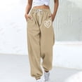 thumbnail image 2 of Joggers for Women UK Workout Pants with Pockets Wide Leg Cargo Trousers Baggy Joggers High Waisted Tracksuit Bottoms, 2 of 3