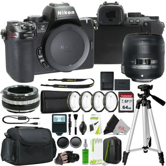 Nikon Z50 II Mirrorless Camera with AF-S DX Micro-NIKKOR 40mm f/2.8G Close-up Lens and F to Z Adapter Enhanced Macro Kit