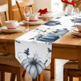 thumbnail image 2 of Navy Blue Pumpkin Fall Table Runner Linen Burlap Table Runner 90 Inches Long Thanksgiving Botanical Pastoral Leaves Dresser Scarves for Kitchen Island Coffee Dining Room Party Holiday Decor 13"x90", 2 of 8