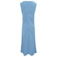 thumbnail image 5 of Maplenight Womens Summer Linen Dresses Beach Vacation Maxi Dress Solid Crew Neck Sleeveless Sundresses, 5 of 6