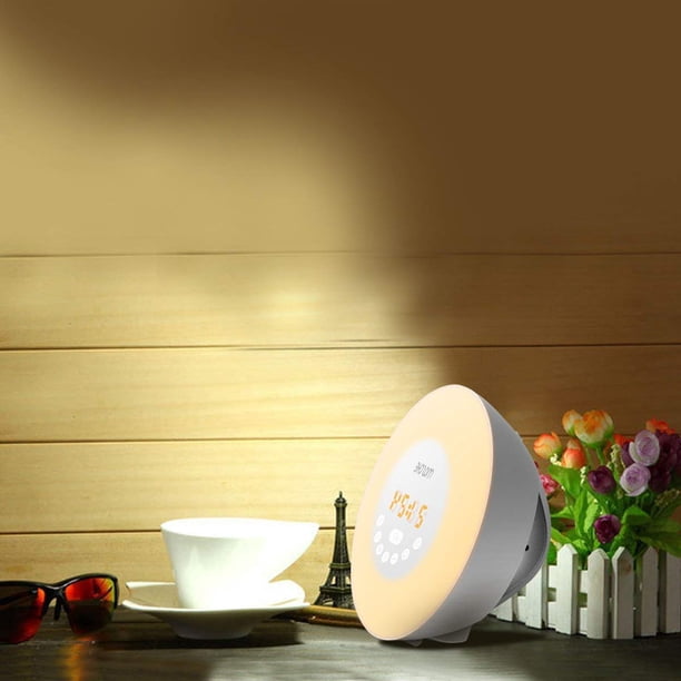 Lampe de Réveil avec Simulation du Lever du Soleil, Réveil Numérique Enceinte Bluetooth, Lampe