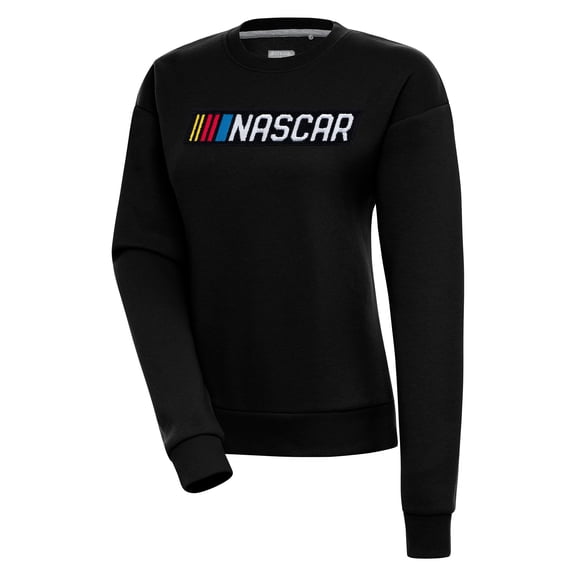Women's Antigua Black NASCAR Victory Chenille Pullover Sweatshirt