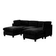 thumbnail image 4 of 96.5" Sectional Couch for Living Room, Upholstered Soft Chenille Fabric Sofa with Storage, 3-Seater with Two Ottomans U Shape Sofa (Black), 4 of 10