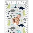 thumbnail image 4 of Sweet Jojo Designs Mod Dinosaur Blue and Green Fitted Crib Sheets 2 Piece Set, 4 of 6