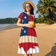 thumbnail image 4 of Balery American Flag Map Vestidos sueltos de manga corta para mujer, vestidos de verano 2025, vestidos casuales de corte A con vuelo., 4 of 6
