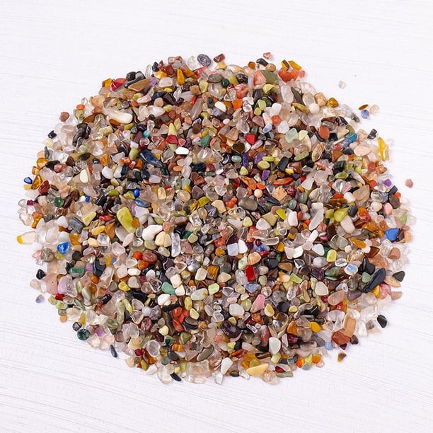 Xiao Hua Piedra triturada de cristal coloreado natural de 1 kg, optimizada para 3-5 mm, adorno de piedra natural desmagnetizado, para macetas, pecera, piedra decorativa.