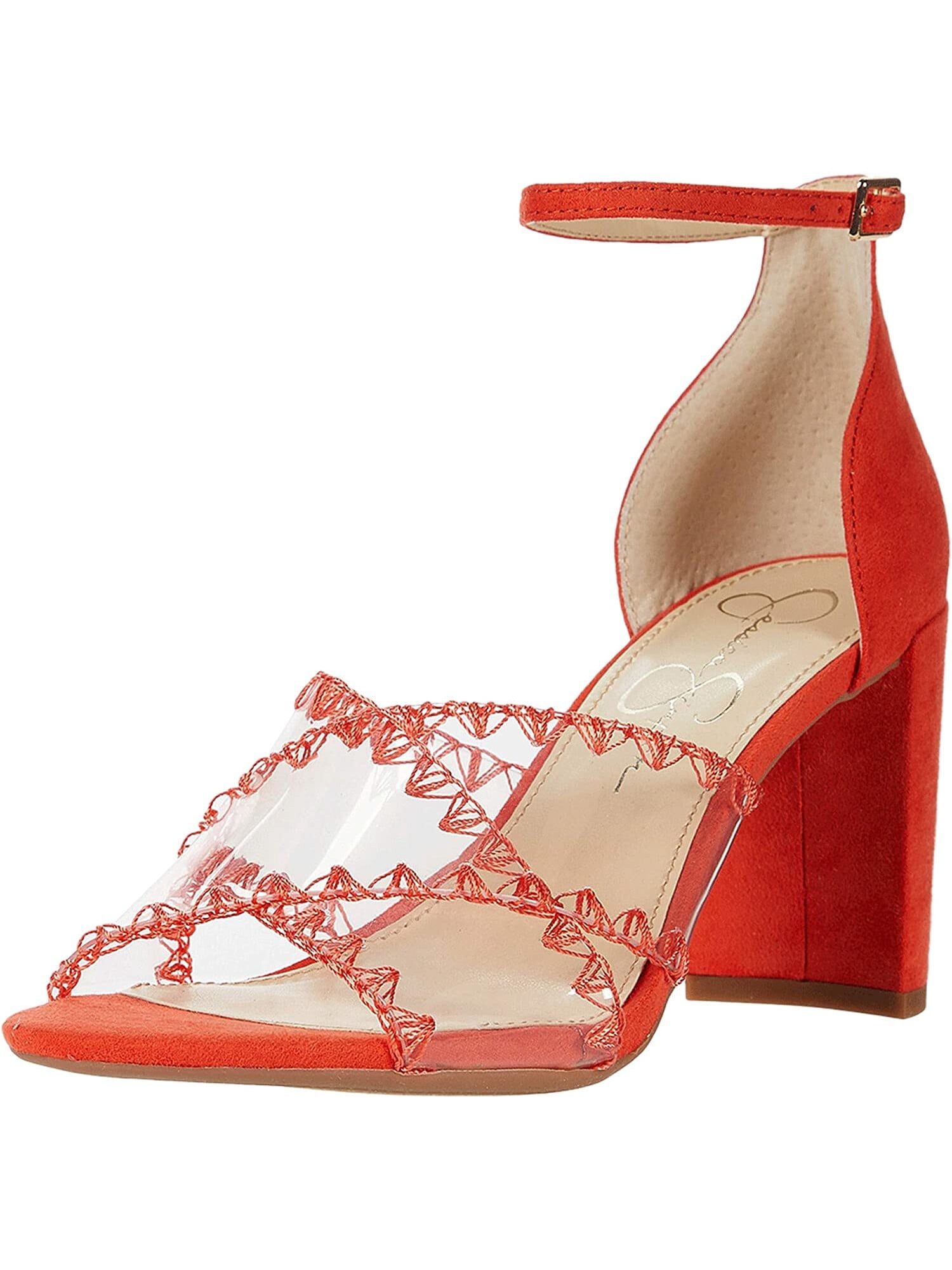 JESSICA SIMPSON Womens Orange Adjustable Strap Cushioned Nikaye Almond Toe  Block Heel Buckle Dress Sandals 6 M - Walmart.com
