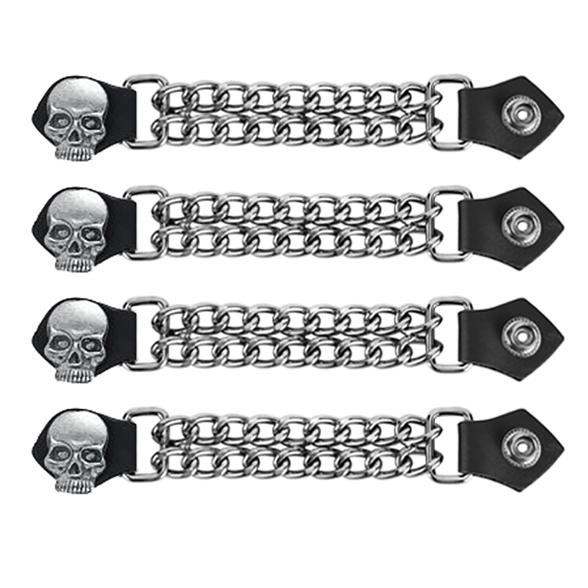 Skull Head Leather Motorcycle Vest Extenders for Men Double Diamond Cut