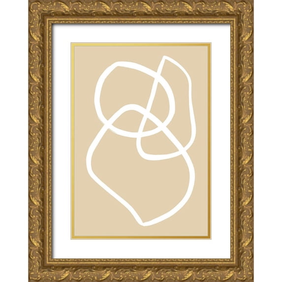 Uppsala Studio 24x32 Gold Ornate Wood Framed with Double Matting Museum Art Print Titled - Beige Lines 03