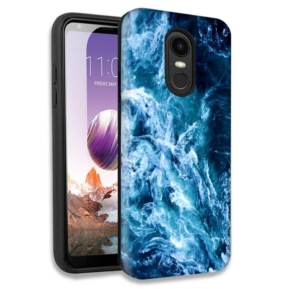 Mundaze Deep Blue Ocean Waves Double Layer Hybrid Case Cover For LG Tribute Dynasty/Aristo 2/Aristo 3 Plus