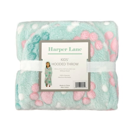 Harper Lane Glow in the Dark Kid's Hooded Throw Paws and Bones