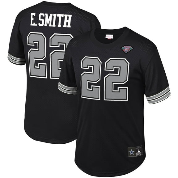 Men's Mitchell & Ness Emmitt Smith Black Dallas Cowboys Retired Player Name & Number Mesh Top