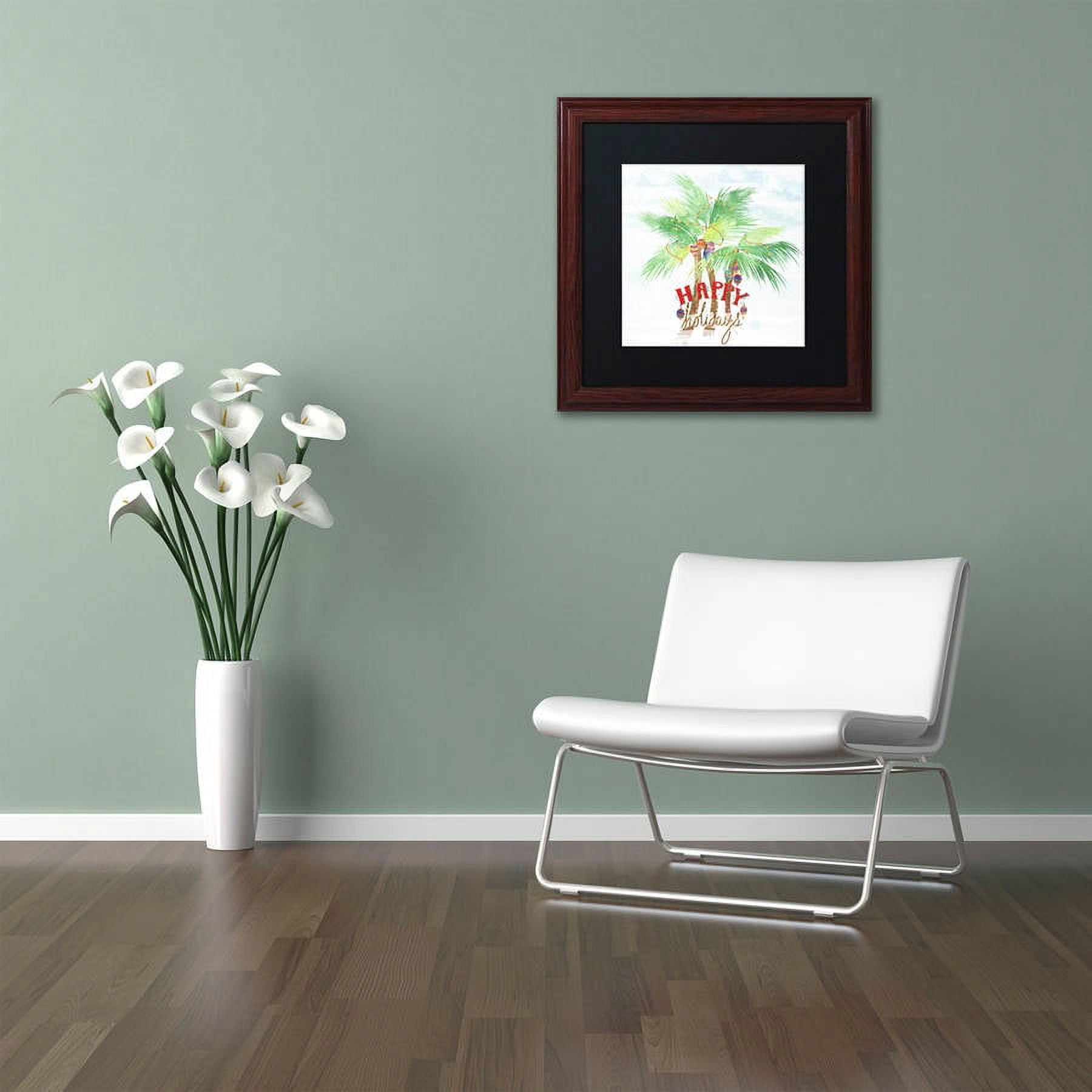 Trademark Fine Art "Xmas Palm Trees" Canvas Art by Lisa Powell Braun, Black Matte, Wood Frame