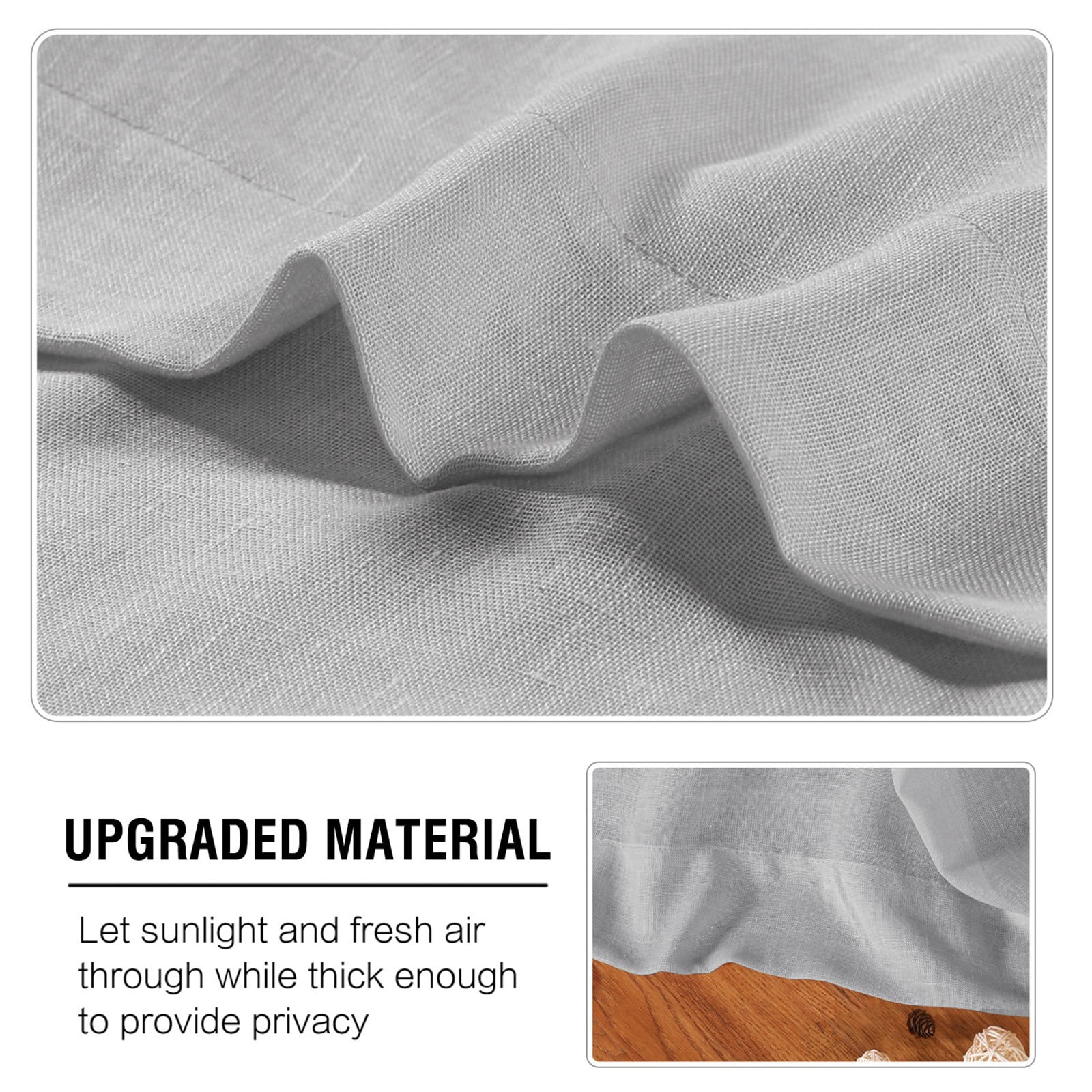 Linen Sheer Curtains 52X63 Inches, Semi Sheer Light Filtering Curtain Panels with Natural Linen Blend, Privacy Drapes for Living Room Bedroom with Grommets, 2 Curtains