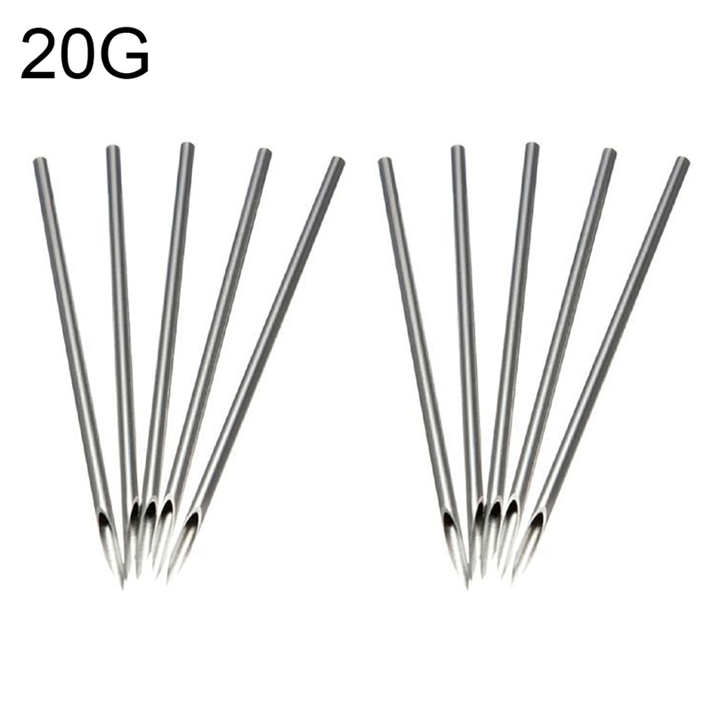 Hexiuwan 10Pcs 12/14/16/18/20G Surgical Steel Disposable Piercing