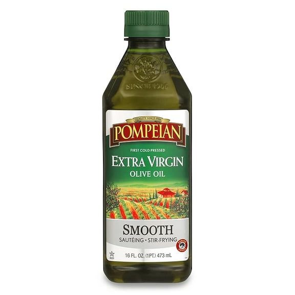 Pompeian Smooth Extra Virgin Olive Oil, Contains Polyphenols, First Cold Pressed, 16 FL Oz ( Pack of 2 )