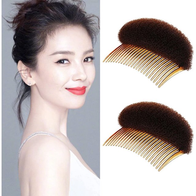 Torubia 2Pcs Charming Bump It Up Volume Inserts Sponge Styling Insert Do Beehive Hair Styler Bun Maker Tool Hair Base Hair Comb Hair Styling Accessories(Brown)