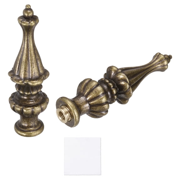 Uxcell 2Pcs 3.4" Tall Lamp Finials, Lamp Cap Knob Decoration Screw Cap Nuts with Cleaning Cloth for Table Floor Lighting Fixtures Shade Holder Retro Decorative, Bronze