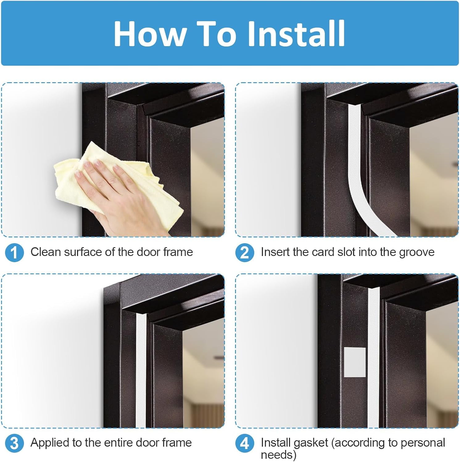 26FT Kerf Weather Stripping Door Seal - Door Weather Stripping Seal Strip for Door Frame Exterior Soundproof Weather Strips (26FT,White,4 Gaskets)