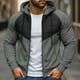 thumbnail image 1 of Dolkfu Chaquetas con capucha de parcheo estilo masculino con cremallera, en bloque de colores, casuales, de manga larga, con bolsillos. M, 1 of 8